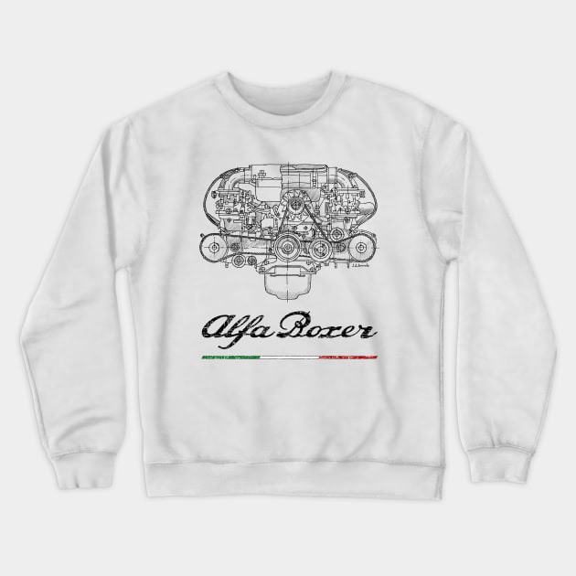 Italian Boxer engine Crewneck Sweatshirt by jaagdesign